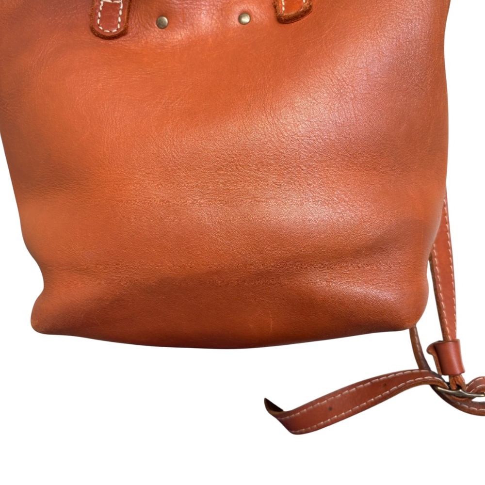 Portland leather brown mini market tote bag - Picture 3 of 12